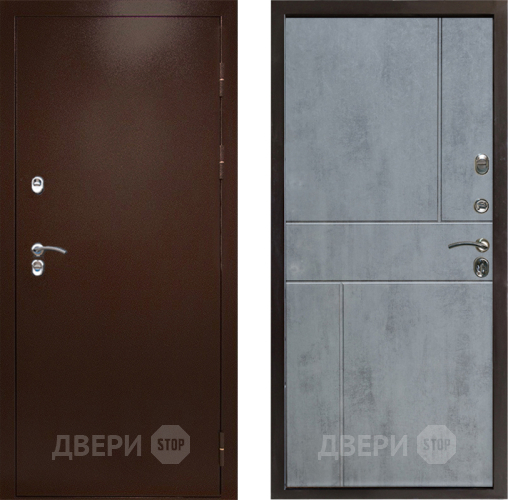 Входная металлическая Дверь Престиж TERMO с терморазрывом Снегирь Медь Горизонт Бетон темный в Троицк