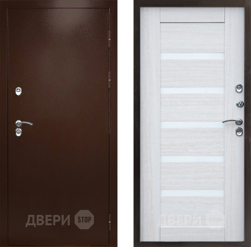 Входная металлическая Дверь Престиж TERMO с терморазрывом Снегирь Медь Царга Лиственница белая в Троицк