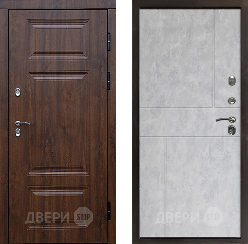 Входная металлическая Дверь Престиж TERMO с терморазрывом Премиум Орех Горизонт Бетон светлый в Троицк