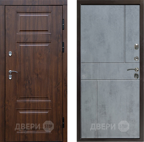 Входная металлическая Дверь Престиж TERMO с терморазрывом Премиум Орех Горизонт Бетон темный в Троицк