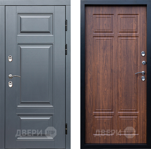 Входная металлическая Дверь Престиж TERMO с терморазрывом Премиум Грэй Премиум Орех темный в Троицк