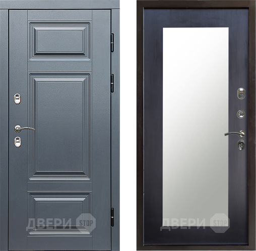 Входная металлическая Дверь Престиж TERMO с терморазрывом Премиум Грэй Зеркало пастораль Венге в Троицк