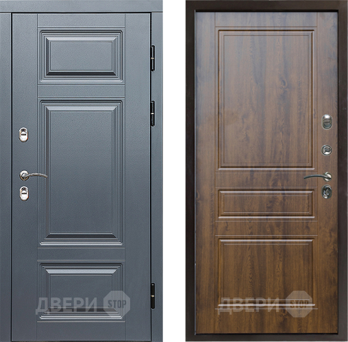 Входная металлическая Дверь Престиж TERMO с терморазрывом Премиум Грэй Классика Дуб в Троицк