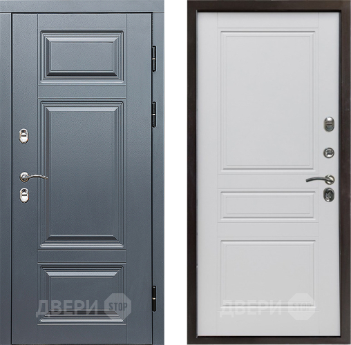 Входная металлическая Дверь Престиж TERMO с терморазрывом Премиум Грэй Классика Белый матовый в Троицк