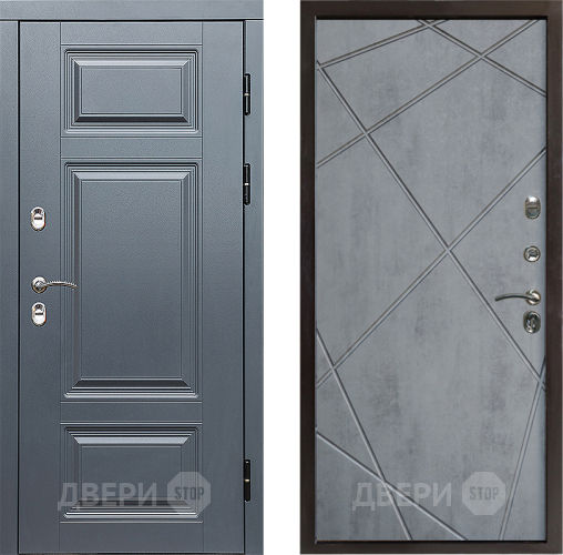Входная металлическая Дверь Престиж TERMO с терморазрывом Премиум Грэй Лучи Бетон темный в Троицк