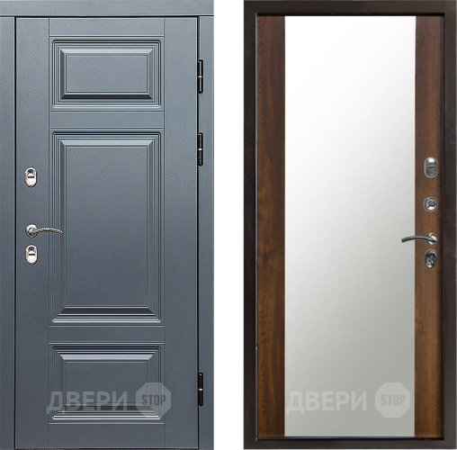 Входная металлическая Дверь Престиж TERMO с терморазрывом Премиум Грэй Зеркало Дуб в Троицк