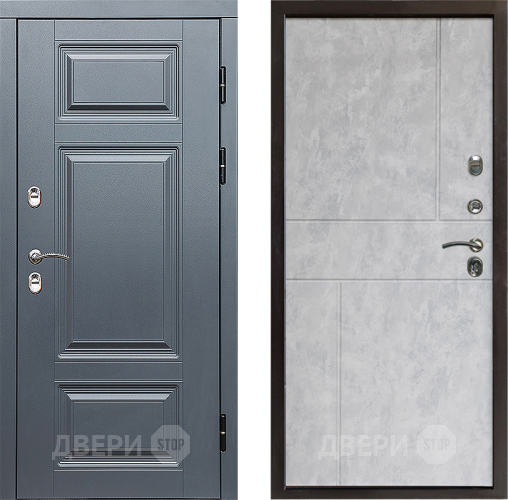 Входная металлическая Дверь Престиж TERMO с терморазрывом Премиум Грэй Горизонт Бетон светлый в Троицк