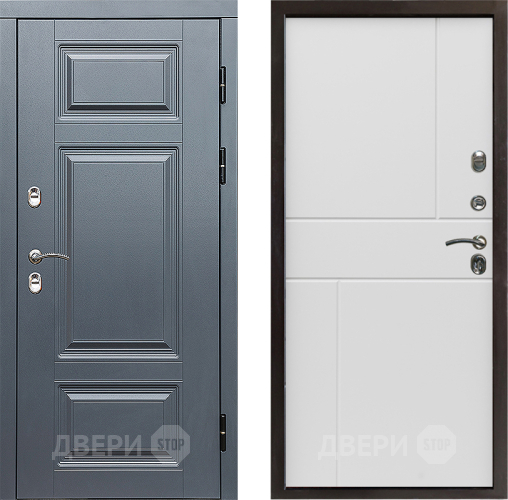 Входная металлическая Дверь Престиж TERMO с терморазрывом Премиум Грэй Горизонт Бетон белый в Троицк