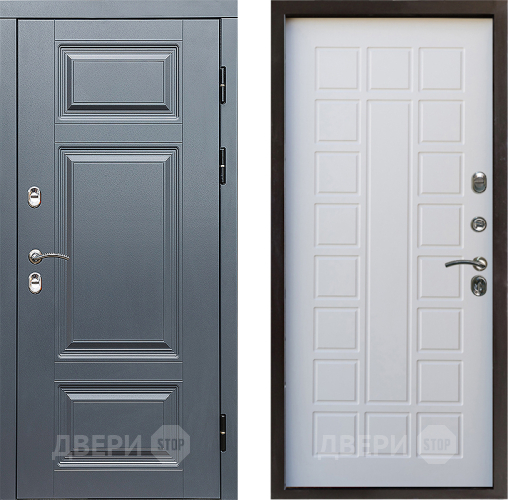 Входная металлическая Дверь Престиж TERMO с терморазрывом Премиум Грэй Престиж Белое дерево в Троицк