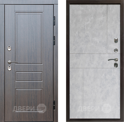 Входная металлическая Дверь Престиж TERMO с терморазрывом Классика Горизонт Бетон светлый в Троицк