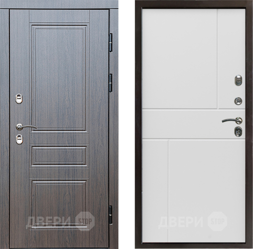 Входная металлическая Дверь Престиж TERMO с терморазрывом Классика Горизонт Бетон белый в Троицк