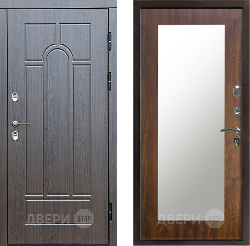 Входная металлическая Дверь Престиж TERMO с терморазрывом Арка Зеркало пастораль Дуб в Троицк