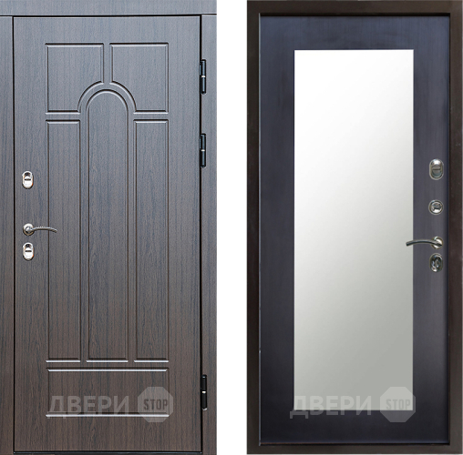 Входная металлическая Дверь Престиж TERMO с терморазрывом Арка Зеркало пастораль Венге в Троицк