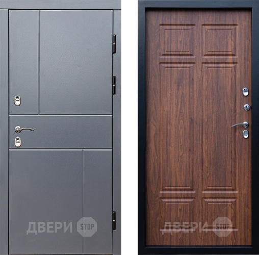 Входная металлическая Дверь Престиж TERMO с терморазрывом Горизонт Грэй Премиум Орех темный в Троицк
