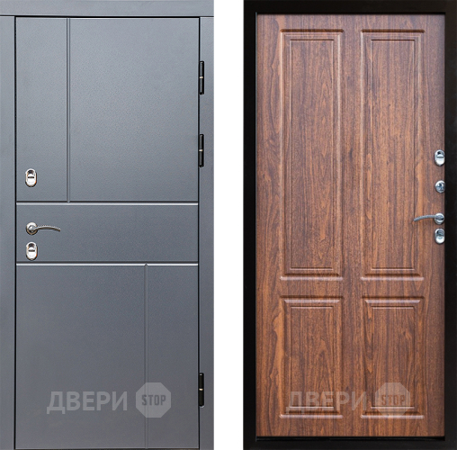 Входная металлическая Дверь Престиж TERMO с терморазрывом Горизонт Грэй Премиум Орех светлый в Троицк