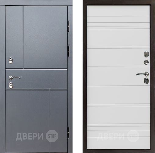 Входная металлическая Дверь Престиж TERMO с терморазрывом Горизонт Грэй Line Белый в Троицк