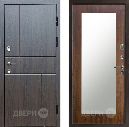 Входная металлическая Дверь Престиж TERMO с терморазрывом Горизонт Венге Зеркало пастораль Дуб в Троицк