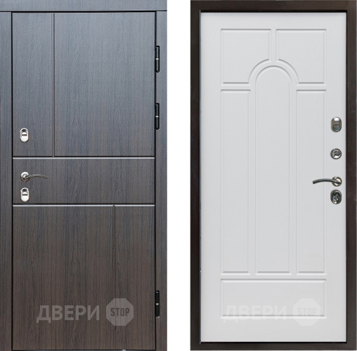 Входная металлическая Дверь Престиж TERMO с терморазрывом Горизонт Венге Арка Белое дерево в Троицк