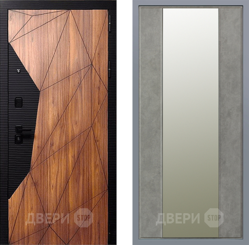 Дверь Заводские двери Морра Зеркало Макси Бетон темный в Троицк