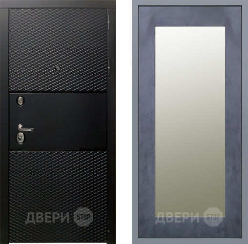 Дверь Заводские двери Тефлон Зеркало Модерн Бетон темный в Троицк