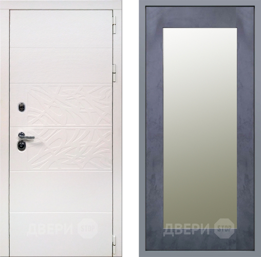 Дверь Заводские двери Дэко Вайт Зеркало Модерн Бетон темный в Троицк