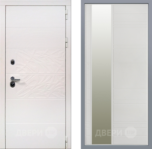 Дверь Заводские двери Дэко Вайт Зеркало Лира Белый софт в Троицк