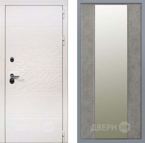 Дверь Заводские двери Дэко Вайт Зеркало Макси Бетон темный в Троицк