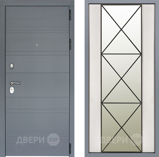 Дверь Заводские двери Лира Софт графит Зеркало Перфекто Структурное дерево в Троицк