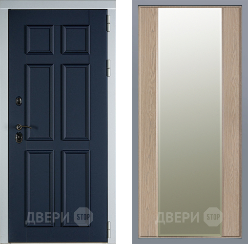 Дверь Заводские двери Стокгольм Зеркало Макси Беленый дуб в Троицк