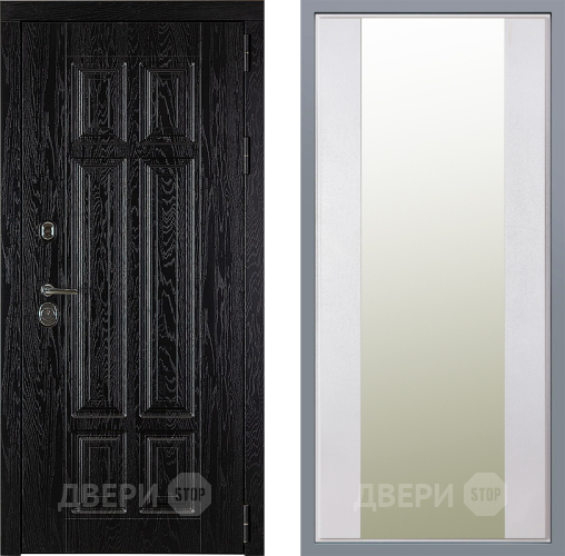 Дверь Заводские двери Мюнхен Зеркало Макси Белый шелк в Троицк