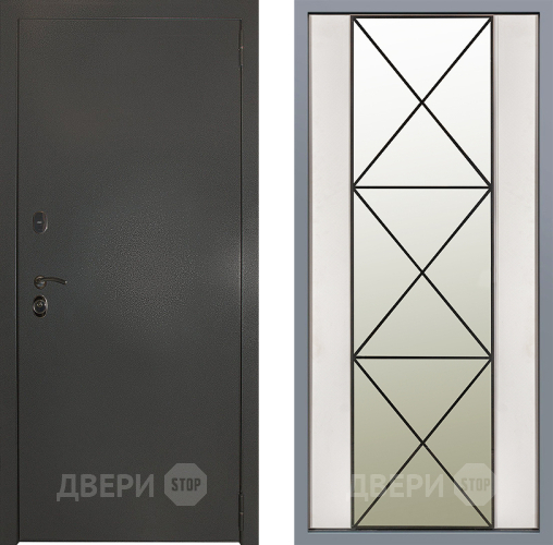 Дверь Заводские двери Эталон 3к антик серебро Зеркало Перфекто Структурное дерево в Троицк