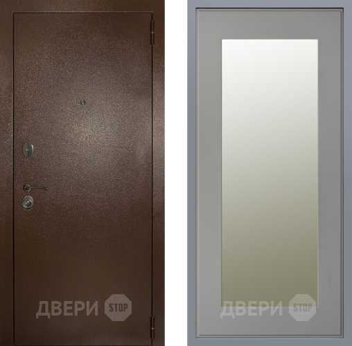 Дверь Заводские двери Эталон 3к антик медь Зеркало Модерн Грей софт в Троицк