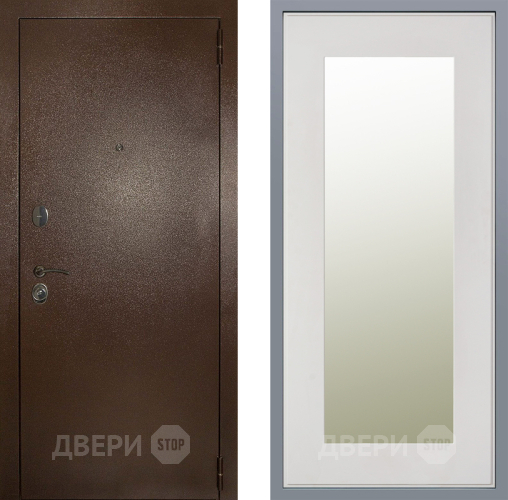 Дверь Заводские двери Эталон 3к антик медь Зеркало Модерн Белый софт в Троицк