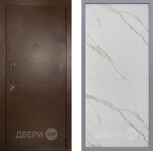 Дверь Заводские двери Эталон 3к антик медь Флитта Мрамор белый в Троицк
