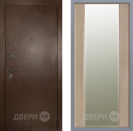 Дверь Заводские двери Эталон 3к антик медь Зеркало Макси Беленый дуб в Троицк