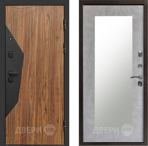 Входная металлическая Дверь Престиж Avangard Зеркло Пастораль Бетон светлый в Троицк