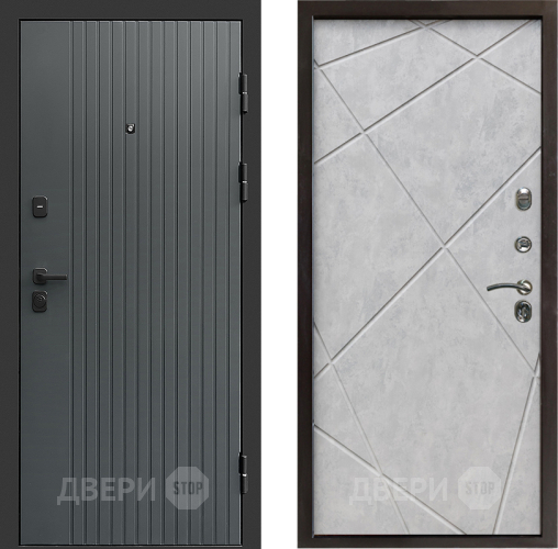 Входная металлическая Дверь Престиж Tvist Grey Лучи Бетон светлый в Троицк