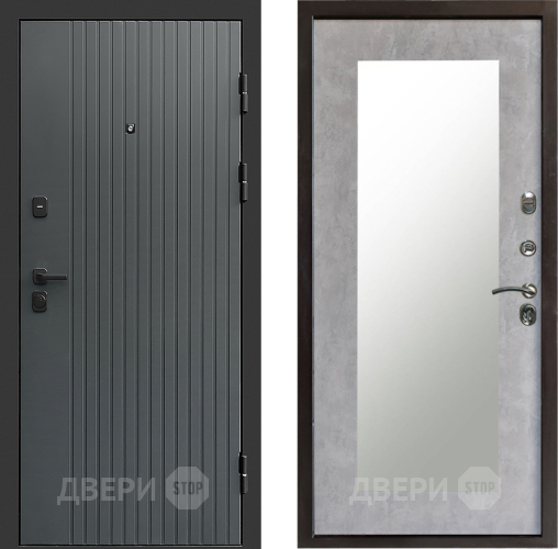 Входная металлическая Дверь Престиж Tvist Grey Зеркло Пастораль Бетон светлый в Троицк