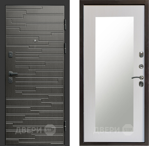 Входная металлическая Дверь Престиж Rivera Зеркло Пастораль Лиственница белая в Троицк