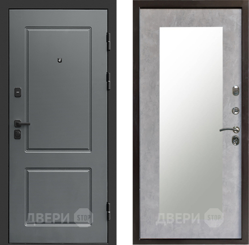 Входная металлическая Дверь Престиж Verona Зеркло Пастораль Бетон светлый в Троицк