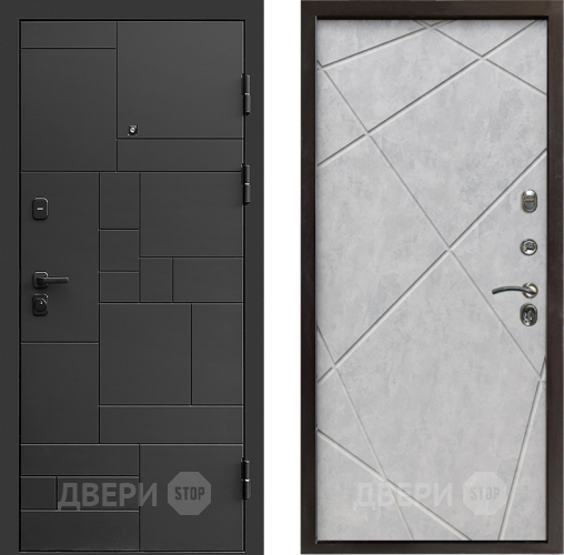 Входная металлическая Дверь Престиж Kvadro Лучи Бетон светлый в Троицк