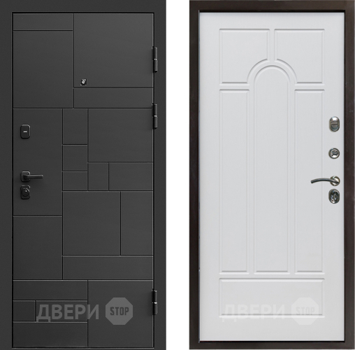 Входная металлическая Дверь Престиж Kvadro Арка Белое дерево в Троицк