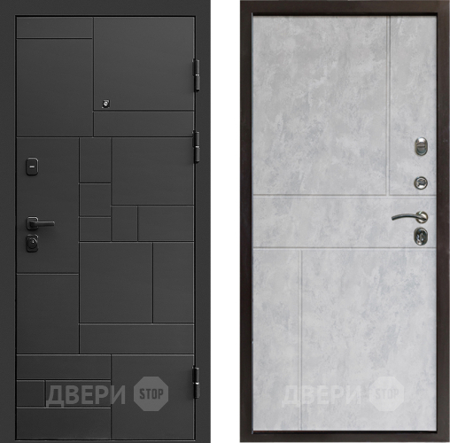 Входная металлическая Дверь Престиж Kvadro Горизонт Бетон светлый в Троицк