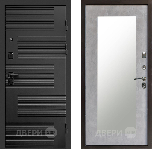 Входная металлическая Дверь Престиж Favorit Зеркло Пастораль Бетон светлый в Троицк