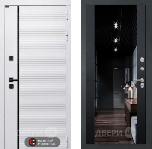 Входная металлическая Дверь Лабиринт (LABIRINT) Royal Зеркало Максимум с тонировкой Черный кварц в Троицк