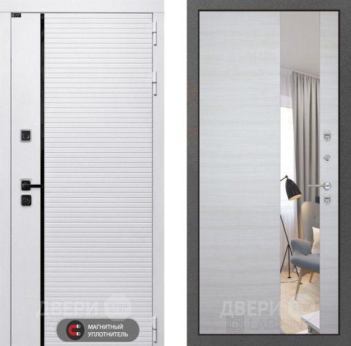 Входная металлическая Дверь Лабиринт (LABIRINT) Royal Зеркало Акация светлая в Троицк