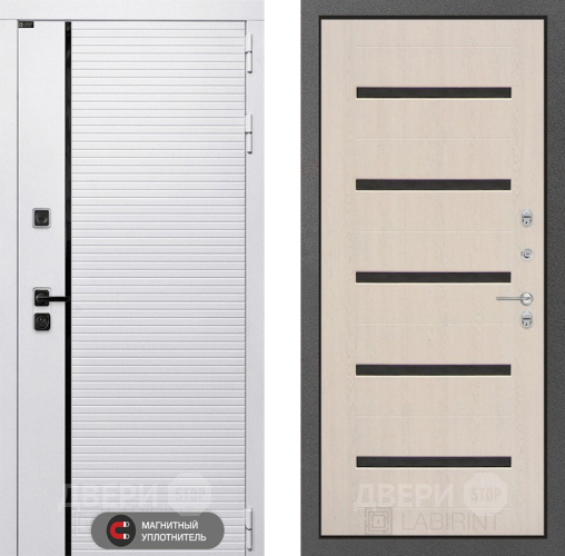 Входная металлическая Дверь Лабиринт (LABIRINT) Royal 01 Беленый дуб в Троицк