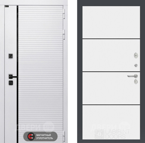 Входная металлическая Дверь Лабиринт (LABIRINT) Royal 25 Белый софт в Троицк
