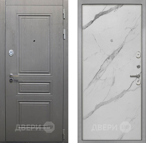 Входная металлическая Дверь Интекрон (INTECRON) Брайтон Графит Гладкая Мрамор натуральный арктик в Троицк