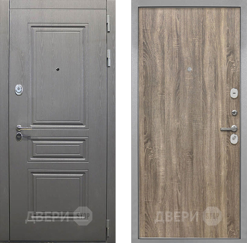 Входная металлическая Дверь Интекрон (INTECRON) Брайтон Графит Гладкая Дуб турин в Троицк